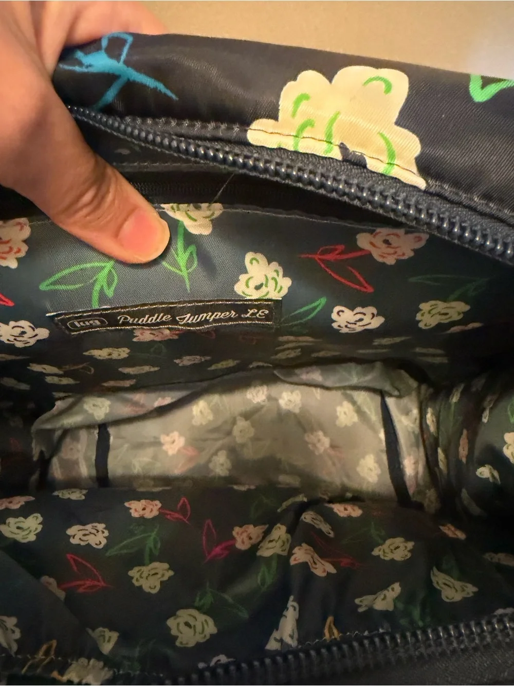 Lug Floral Brights Navy Puddle Jumper Tote NWOT